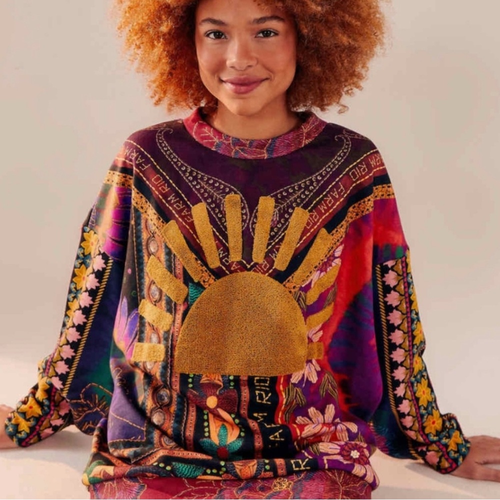 Farm Rio Mixed Scarves Oversized Sweatshirt